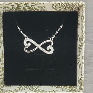 Elegant Silver Infinity Heart Pendant Necklace